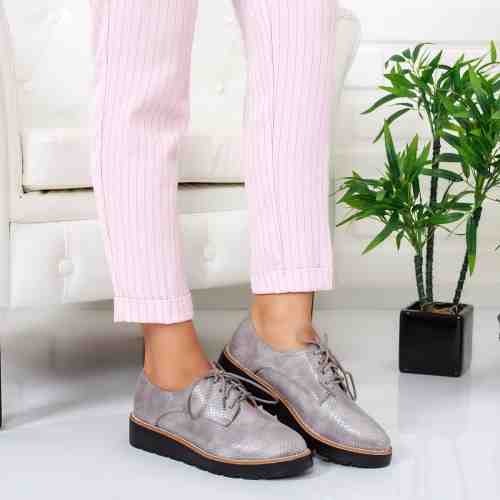 Pantofi Maxil gri tip Oxford