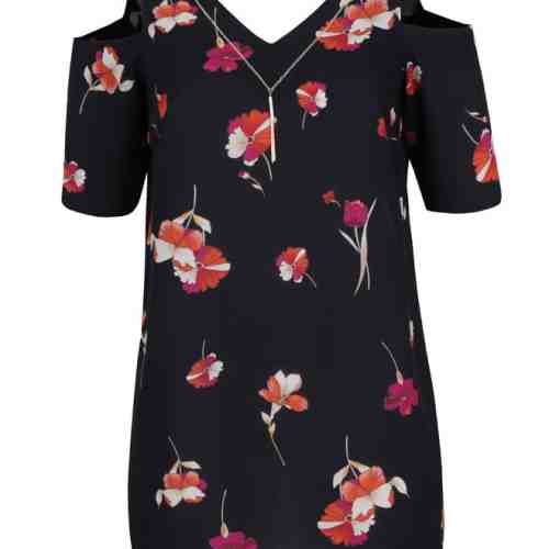 Bluza cold shoulder cu imprimeu floral Dorothy Perkins Curve 